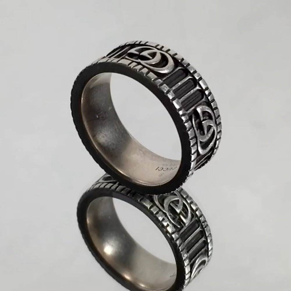 Authentic Gucci GG Marmont Sterling Silver Ring size 18 Unisex